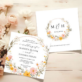 Invitación Boda de Flor Silvestre Rustic Neutral Boho Floral