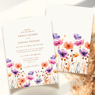 Invitación Boda de Flor Silvestre Rustic Neutral Ivory White 