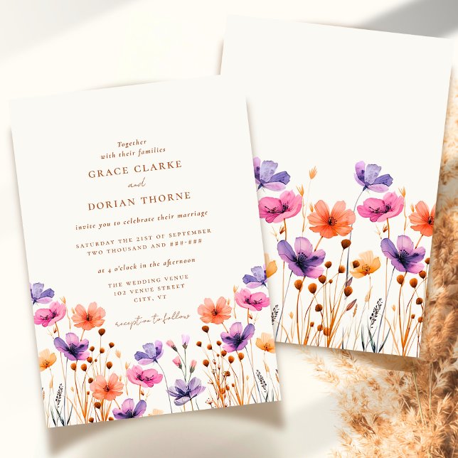 Invitación Boda de Flor Silvestre Rustic Neutral Ivory White  (Subido por el creador)