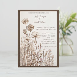Invitación Boda de Flor Silvestre Rústica Caída