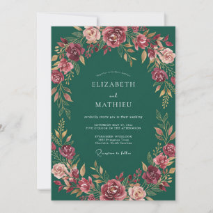 Invitación Boda de Flor Silvestre Verde Estatuaria