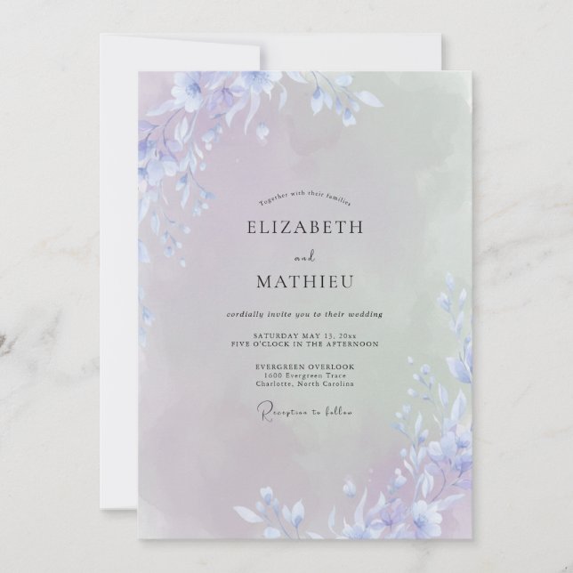 Invitación Boda de Flor Silvestre Violeta (Anverso)