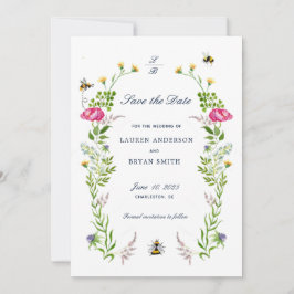 Invitación Boda de Flor silvestre y abeja Salva la Fecha