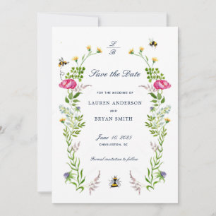 Invitación Boda de Flor silvestre y abeja Salva la Fecha