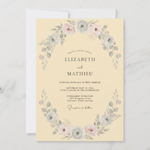 Invitación Boda de Flor suave Amarillo Pálido