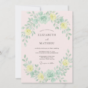 Invitación Boda de flor suave verde menta