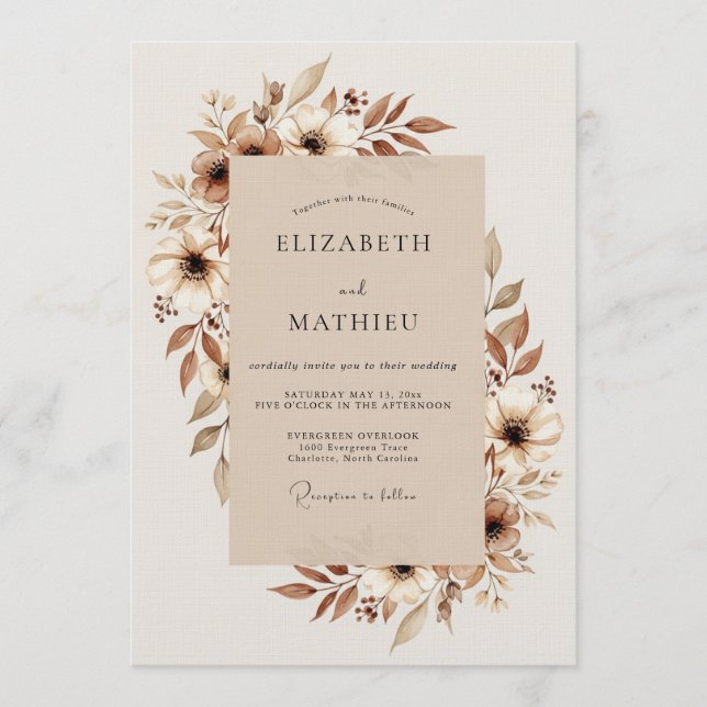 Invitación Boda de Flor Tan Etérea (Anverso)