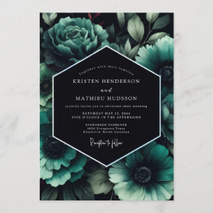 Invitación Boda de Flor Teal Penumbral