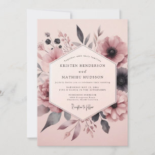 Invitación Boda de Flor Triste Rosa Polvorienta