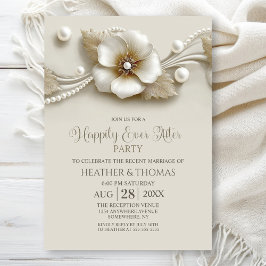 Invitación Boda de Flor y Perlas Fiesta de Después