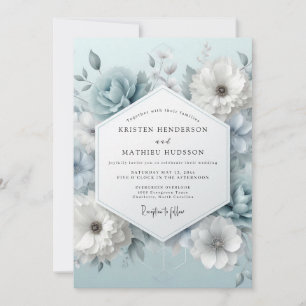 Invitación Boda de Flora con Hielo Azul Polvoriento