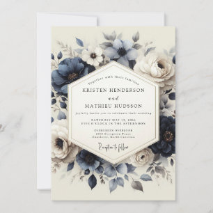 Invitación Boda de Flora de Herencia Azul Pizarra