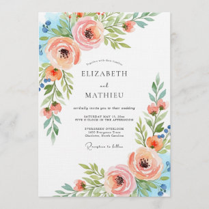 Invitación Boda de Flora Etérea de Melocotón