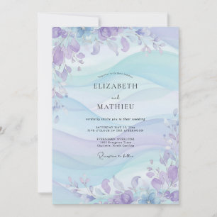 Invitación Boda de Flora Etérea Periwinkle