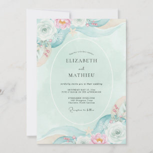 Invitación Boda de Flora Etérea Verde Te