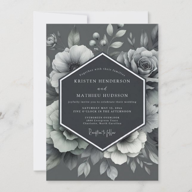 Invitación Boda de Flora Grabada en Grafito (Anverso)