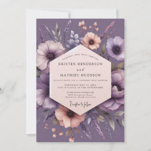 Invitación Boda de Flora Impresionista Ciruela