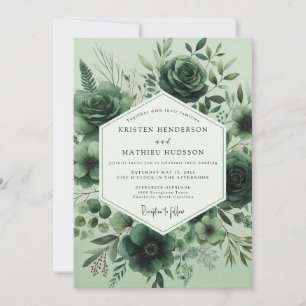Invitación Boda de Flora Monocromática Sage