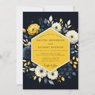 Invitación Boda de Flora Nocturna Azafrán