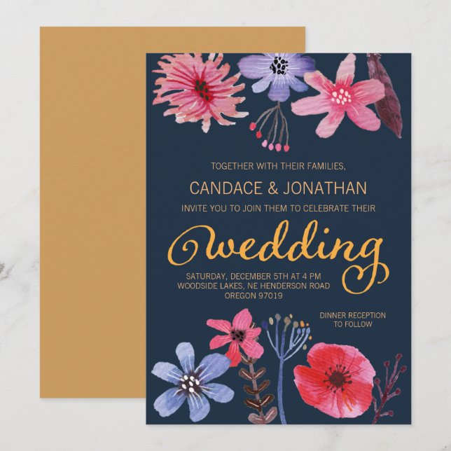 Invitación Boda de Flora Pintada (Anverso / Reverso)