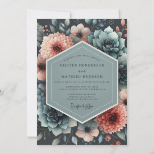 Invitación Boda de Flora sombreada acuamarina