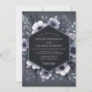 Invitación Boda de Flora Sombría Azul Pizarra