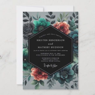 Invitación Boda de Flora Veneciana Turquesa