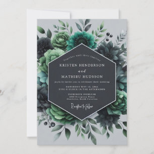 Invitación Boda de Flora Verde Teal