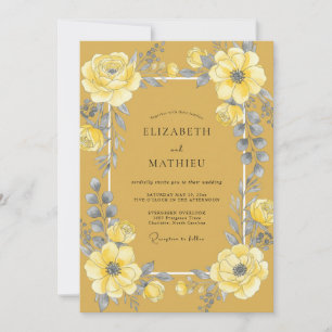 Invitación Boda de Floración Amarilla Mostaza