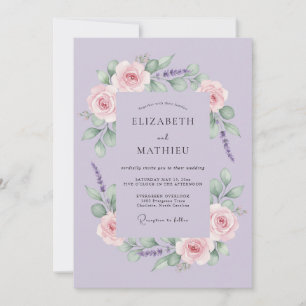 Invitación Boda de Floración Botánica Rubor de Lavanda
