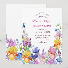 Invitación Boda de floración de flores púrpuras de jardín