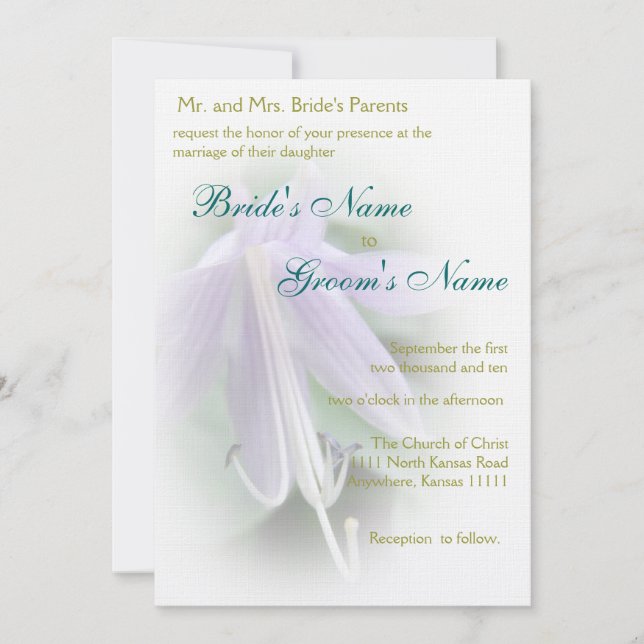 Invitación Boda de floración de Hosta púrpura (Anverso)