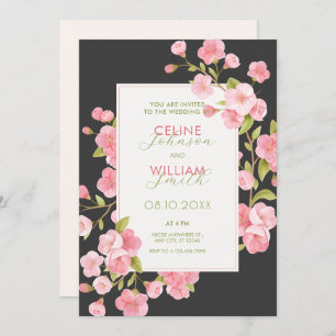 Invitación Boda de floración de sakura rosada en flor