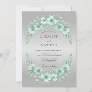 Invitación Boda de Floración Delicada Verde Menta