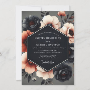 Invitación Boda de Floración Dramática Carbón y Russet