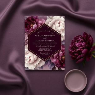 Invitación Boda de Floración Exuberante de Ciruela