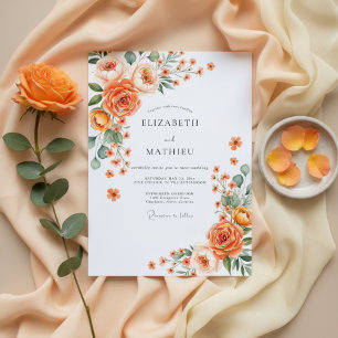 Invitación Boda de Floración Exuberante de Coral