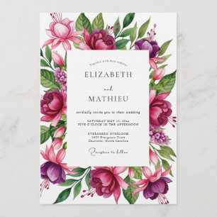 Invitación Boda de Floración Exuberante Magenta