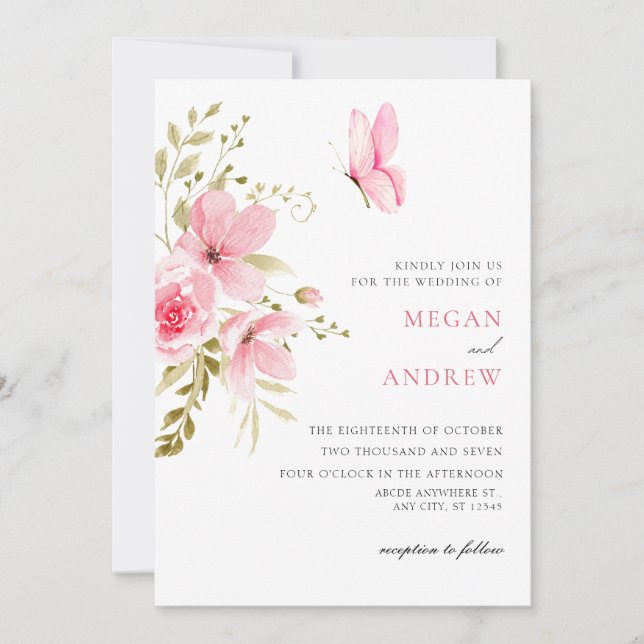 Invitación Boda de floración floral (Anverso)