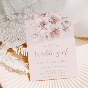 Invitación Boda de floración floral rosa suave