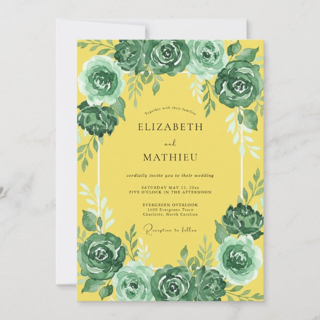 Invitación Boda de Floración Lujuriosa Esmeralda (Anverso)