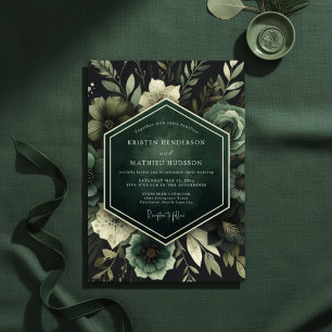 Invitación Boda de Floración Lujuriosa Esmeralda