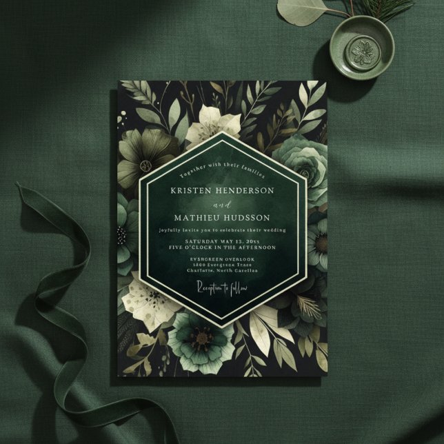 Invitación Boda de Floración Lujuriosa Esmeralda (Subido por el creador)