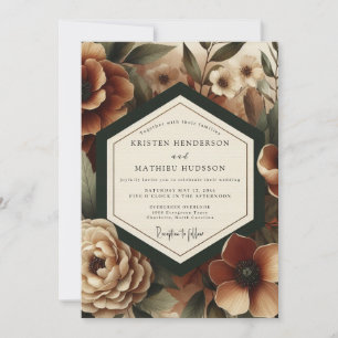 Invitación Boda de Floración Malva Profunda y Melancólica