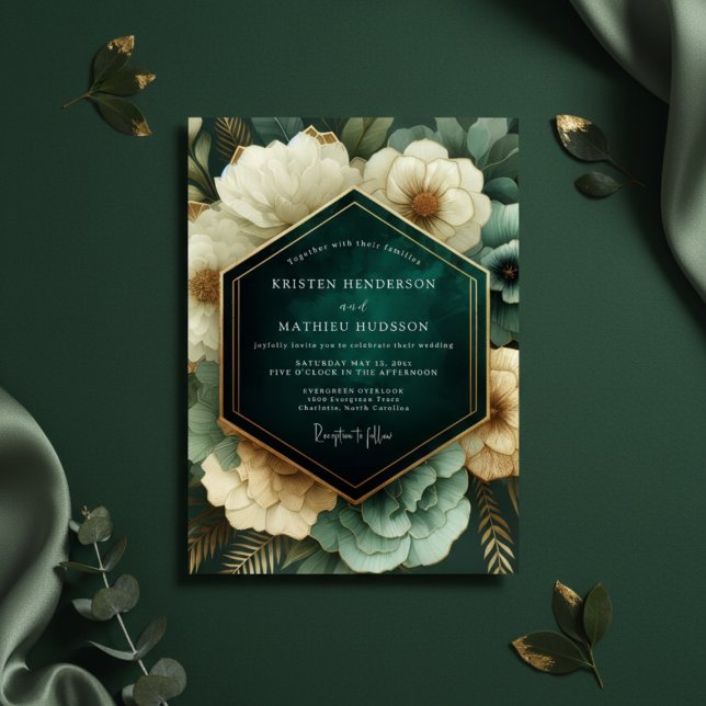 Invitación Boda de Floración Opulenta Esmeralda (Subido por el creador)