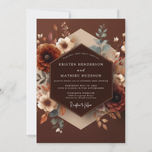 Invitación Boda de Floración Otoñal Marrón