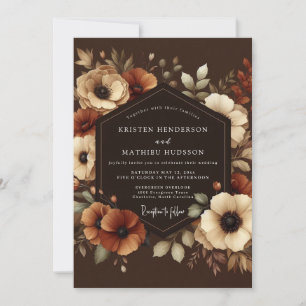 Invitación Boda de Floración Otoñal Marrón
