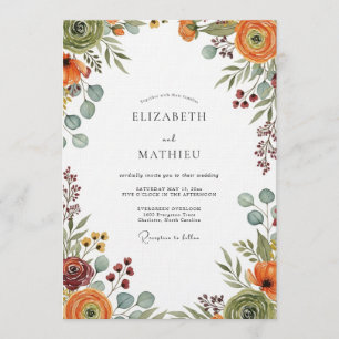 Invitación Boda de Floración Otoñal Ochre y Sage