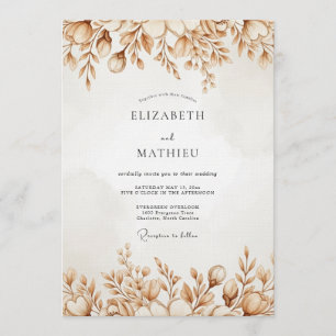 Invitación Boda de Floración Otoñal Ocre