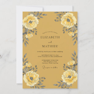 Invitación Boda de Floración Pintada en Ocre